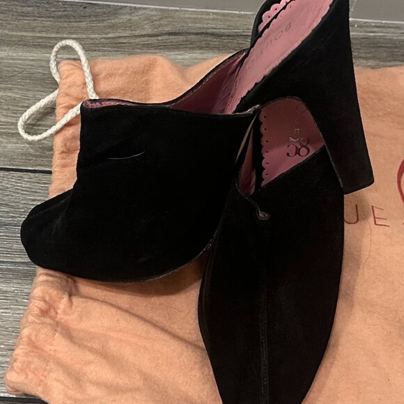 Suede Peep-toe Slides - Picture 2 of 3